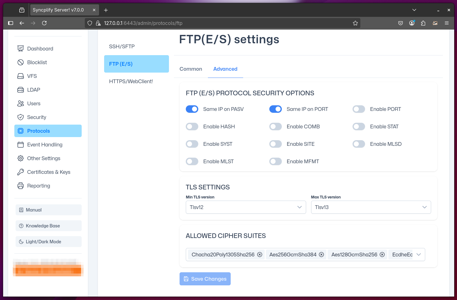 FTP Advanced Settings