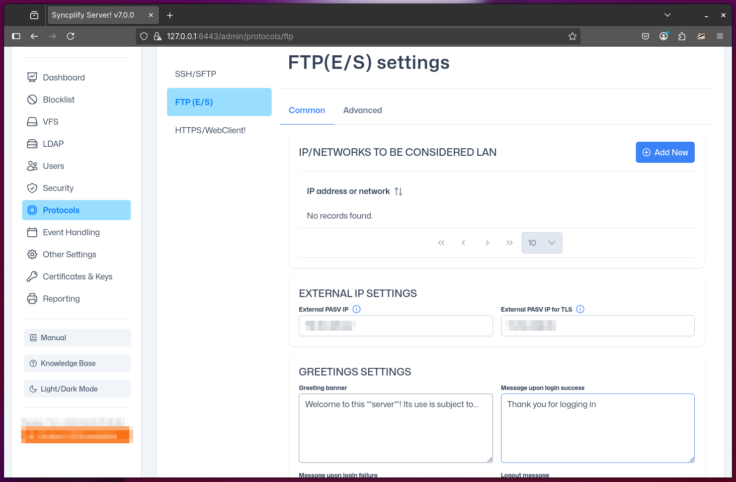 FTP General Settings