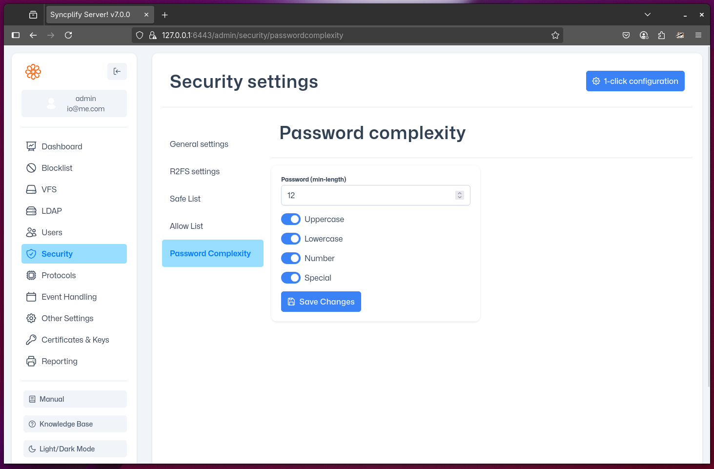 Password complexity constraints