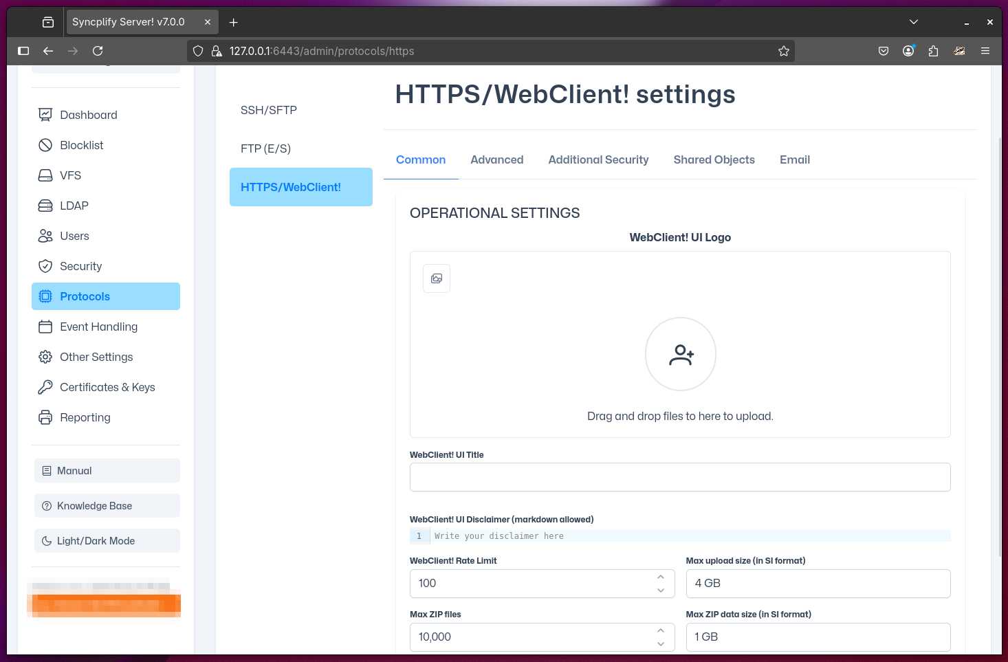 WebClient! Common Settings
