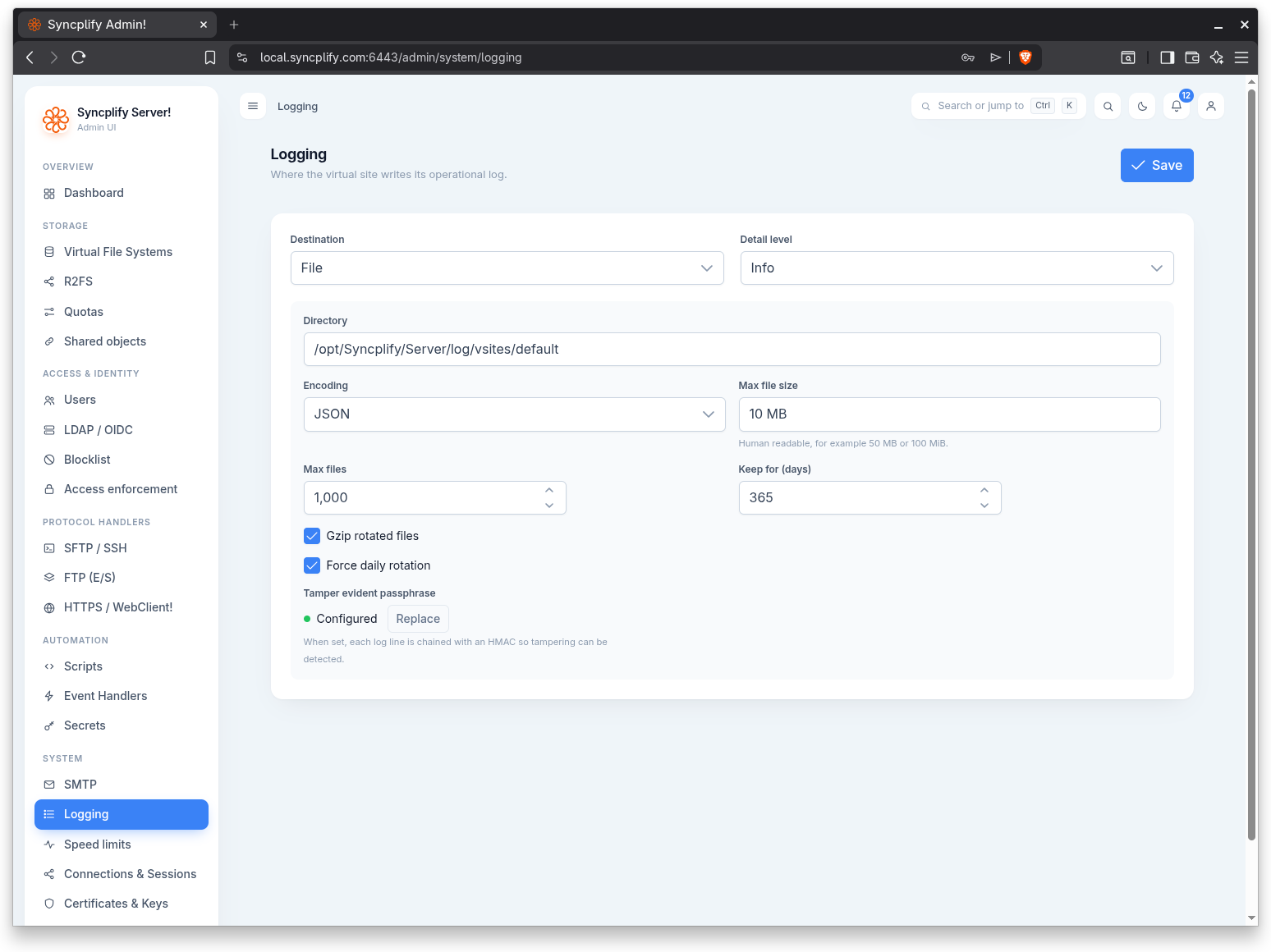 File logging options