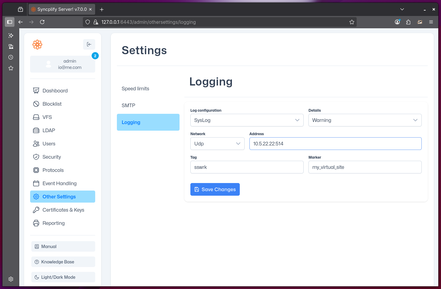 Logging to syslog