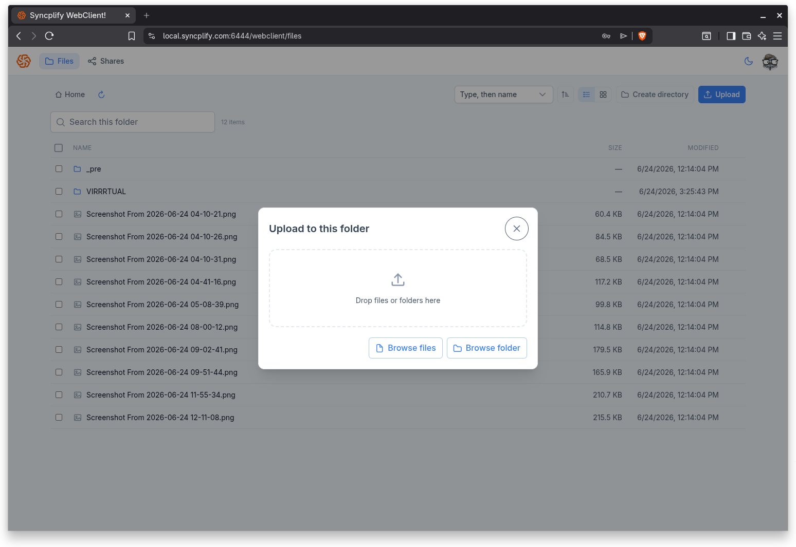 The upload dialog with the drag and drop area