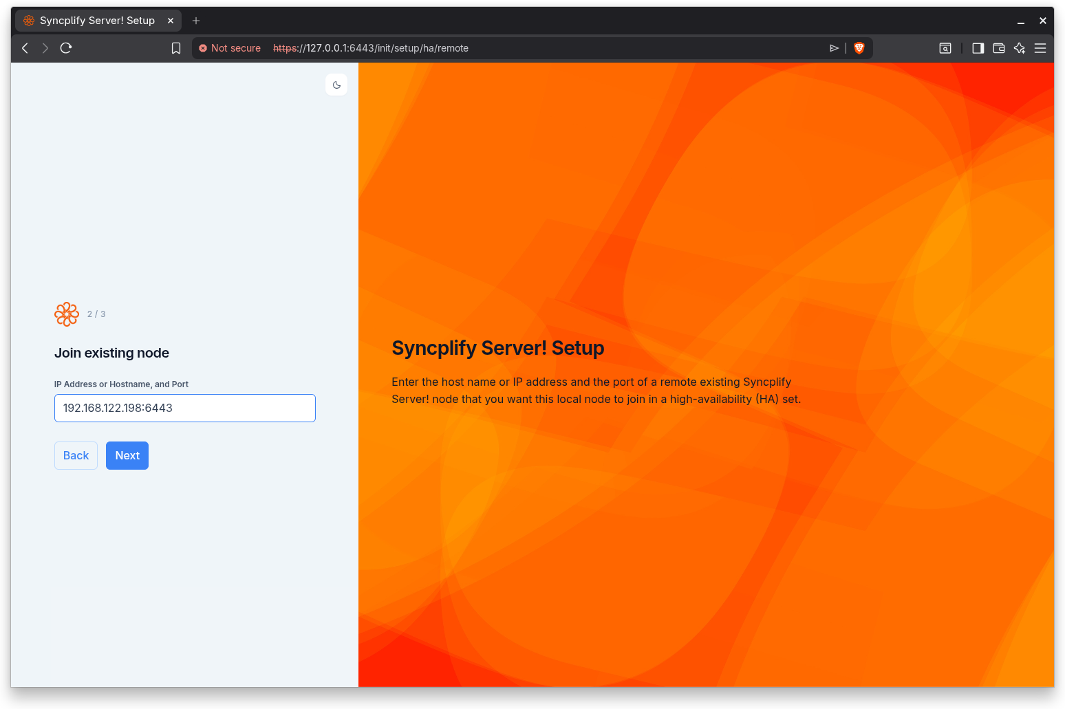 HA remote node address step